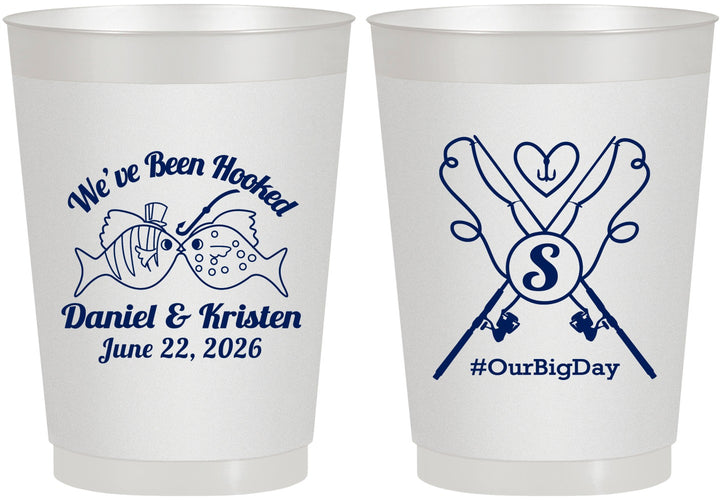 Personalized Wedding 10 oz Frosted Cups - Been Hooked Fishing | 238