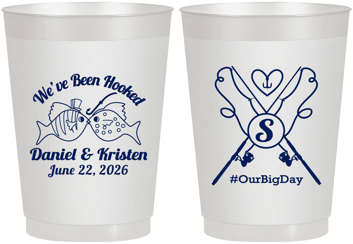 Personalized Wedding 10 oz Frosted Cups - Been Hooked Fishing | 238