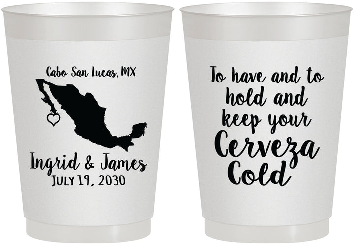 Personalized Wedding 10 oz Frosted Cups - Cerveza Mexico | 240