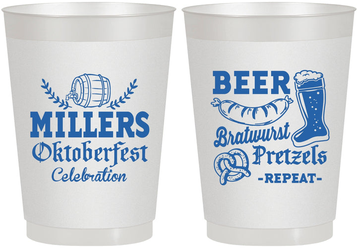 Personalized Oktoberfest 10 oz Frosted Cups - Bratwurst Pretzels | 240007