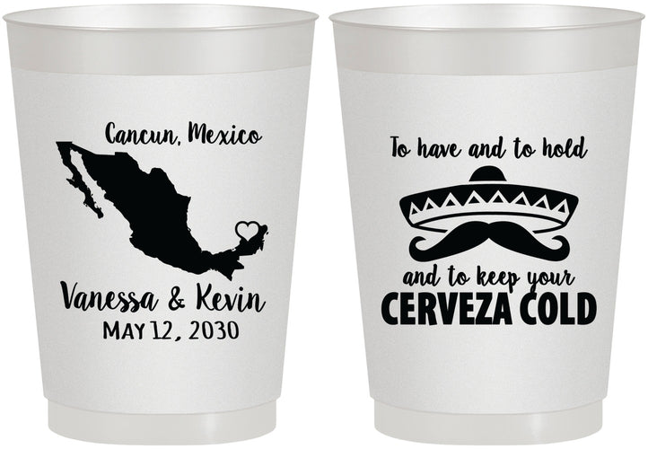 Personalized Wedding 10 oz Frosted Cups - Cerveza Mexico | 241
