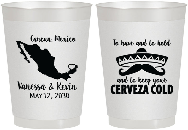 Personalized Wedding 10 oz Frosted Cups - Cerveza Mexico | 241