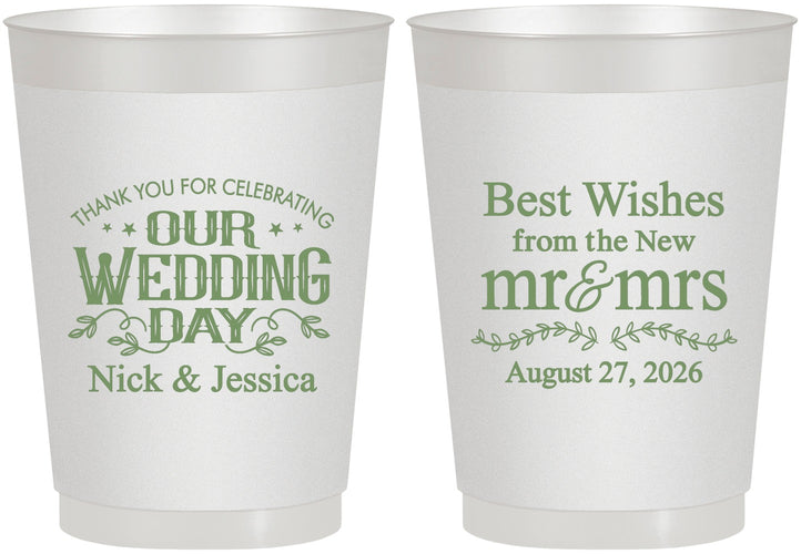 Personalized Wedding 10 oz Frosted Cups - Best Wishes Mr And Mrs | 242