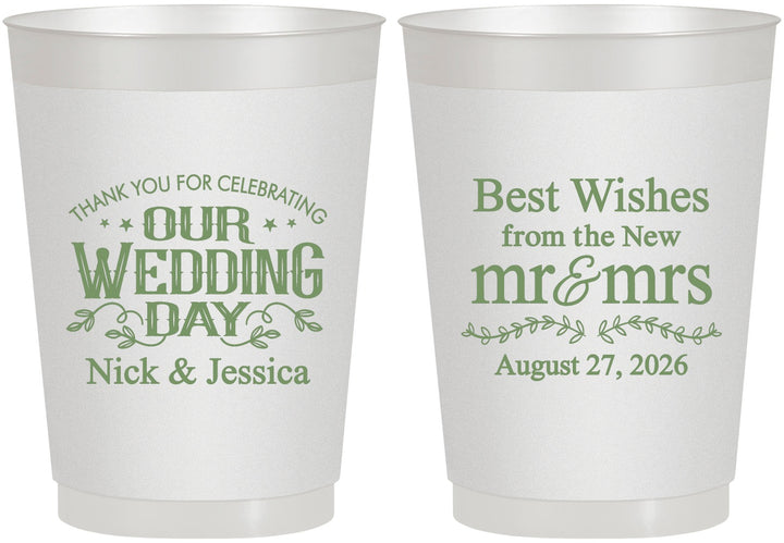 Personalized Wedding 10 oz Frosted Cups - Best Wishes Mr And Mrs | 242