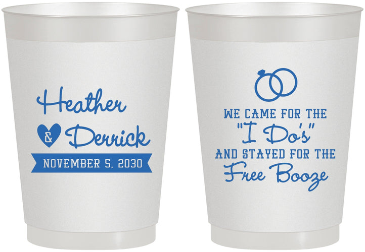 Personalized Wedding 10 oz Frosted Cups - I Do Free Booze | 243