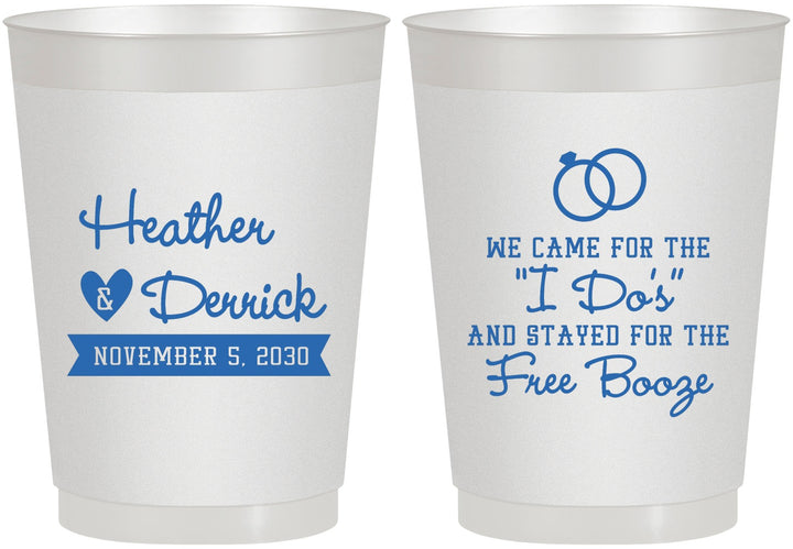 Personalized Wedding 10 oz Frosted Cups - I Do Free Booze | 243