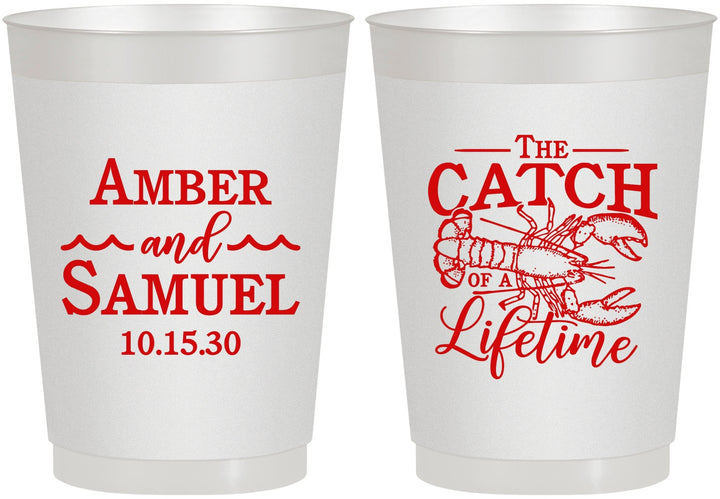 Personalized Wedding 10 oz Frosted Cups - Catch Of A Lifetime Lobster | 245