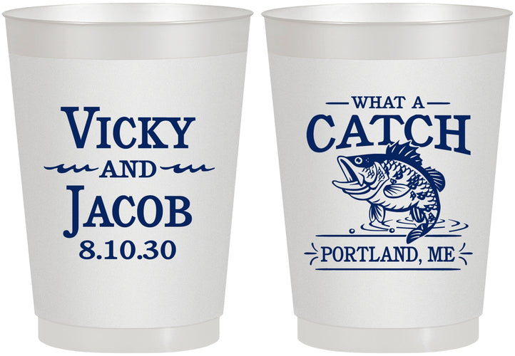 Personalized Wedding 10 oz Frosted Cups - What A Catch Fish | 247