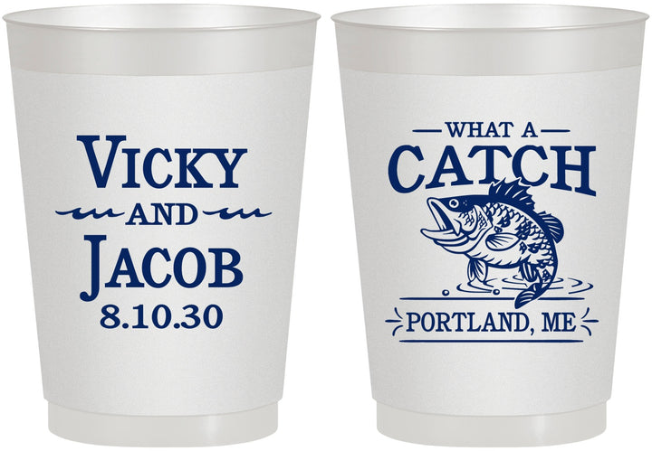 Personalized Wedding 10 oz Frosted Cups - What A Catch Fish | 247