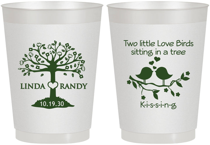 Personalized Wedding 10 oz Frosted Cups - Two Little Love Birds | 249