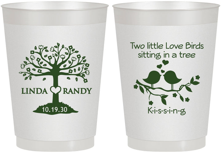 Personalized Wedding 10 oz Frosted Cups - Two Little Love Birds | 249