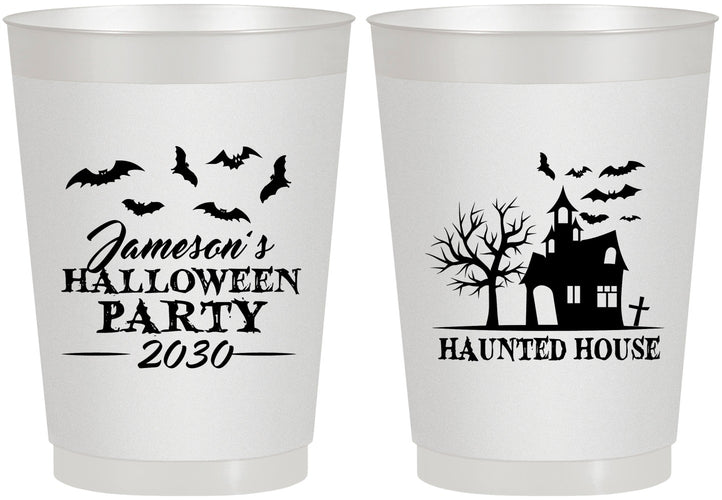 Personalized Halloween 10 oz Frosted Cups - Haunted House | 250006