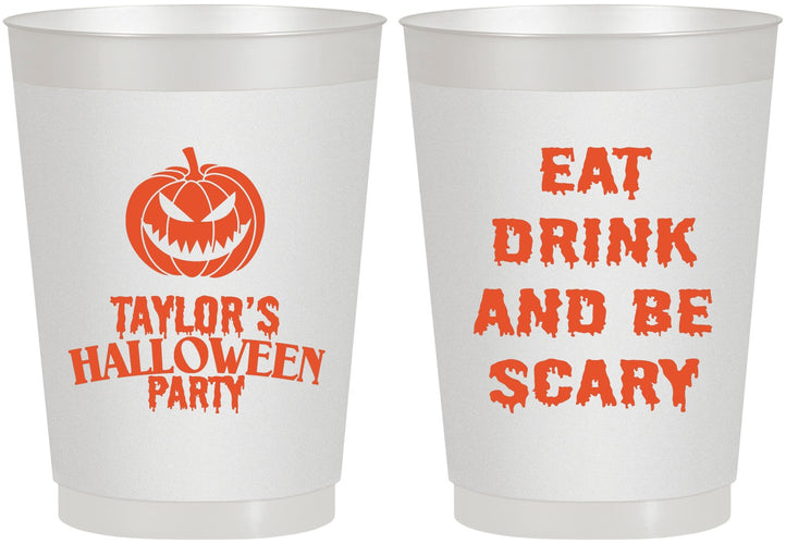 Personalized Halloween 10 oz Frosted Cups - Scary Pumpkin | 250008
