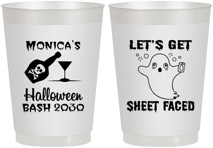Personalized Halloween 10 oz Frosted Cups - Ghost Sheet Faced | 250009