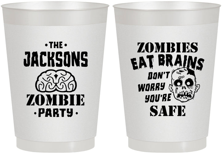 Personalized Halloween 10 oz Frosted Cups - Zombie Brain | 250026