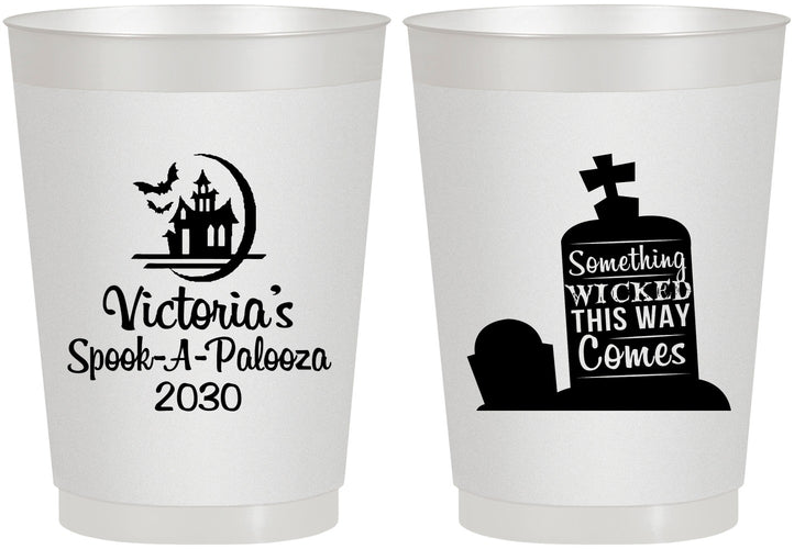 Personalized Halloween 10 oz Frosted Cups - Haunted House | 250031