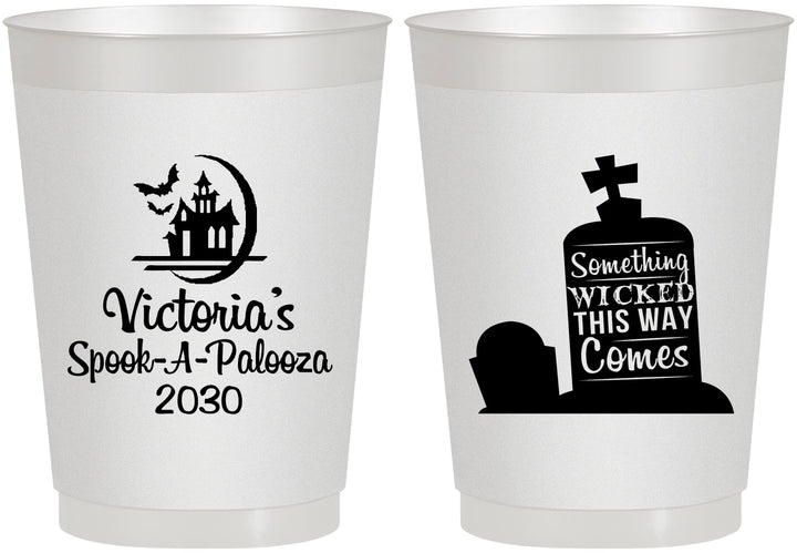 Personalized Halloween 10 oz Frosted Cups - Haunted House | 250031