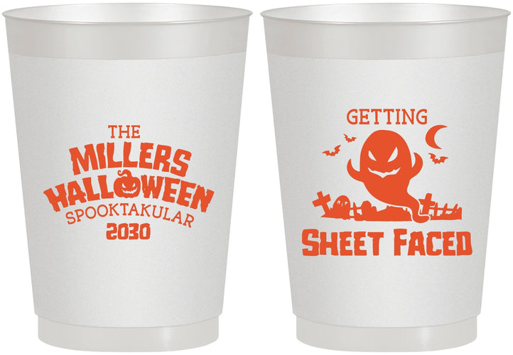 Personalized Halloween 10 oz Frosted Cups - Ghost Sheet Faced | 250040