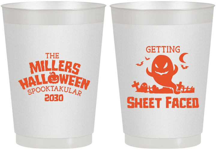 Personalized Halloween 10 oz Frosted Cups - Ghost Sheet Faced | 250040