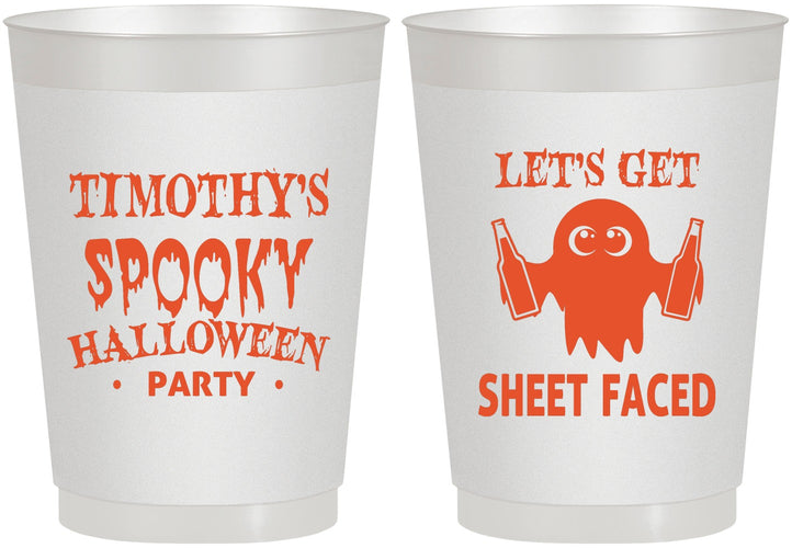Personalized Halloween 10 oz Frosted Cups - Ghost Sheet Faced | 250044