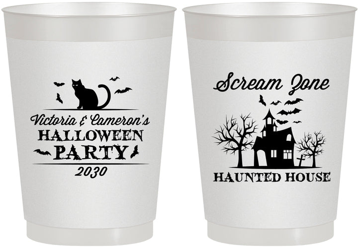 Personalized Halloween 10 oz Frosted Cups - Haunted House | 250071