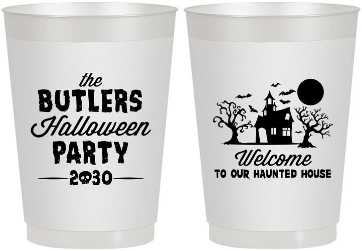 Personalized Halloween 10 oz Frosted Cups - Haunted House | 250073
