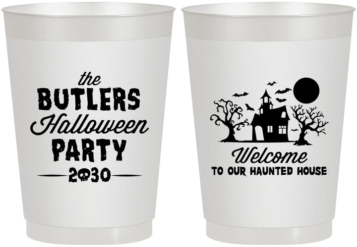 Personalized Halloween 10 oz Frosted Cups - Haunted House | 250073