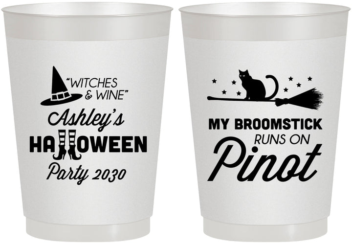 Personalized Halloween 10 oz Frosted Cups - Witch Broomstick | 250098
