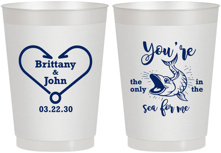 Personalized Wedding 10 oz Frosted Cups - Fish In The Sea For Me | 254