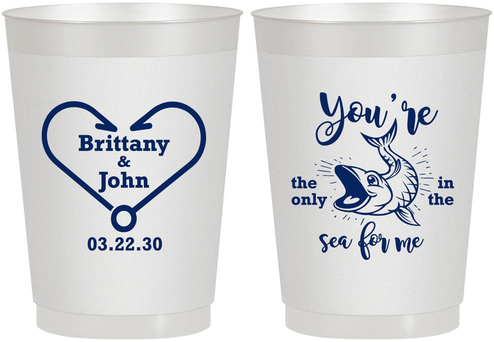 Personalized Wedding 10 oz Frosted Cups - Fish In The Sea For Me | 254