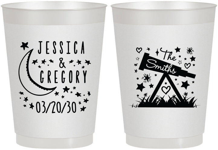Personalized Wedding 10 oz Frosted Cups - Telescope | 255