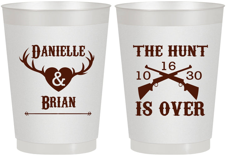 Personalized Wedding 10 oz Frosted Cups - The Hunt Is Ove | 258