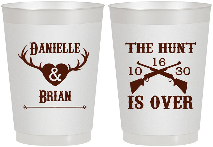 Personalized Wedding 10 oz Frosted Cups - The Hunt Is Ove | 258