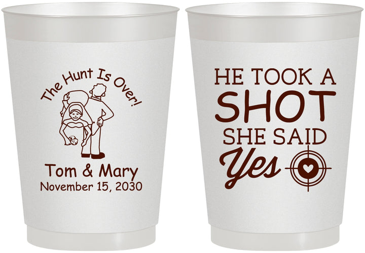 Personalized Wedding 10 oz Frosted Cups - He Took A Shot She Said Yes | 259