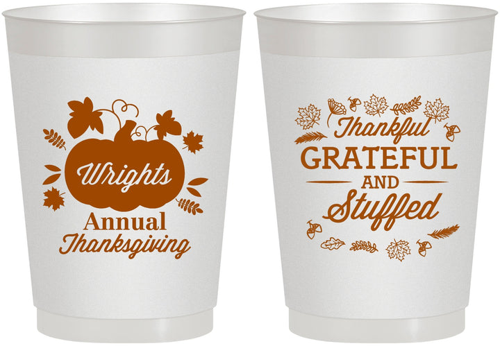Personalized Thanksgiving 10 oz Frosted Cups - Grateful And Stuffed | 260000
