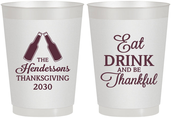 Personalized Thanksgiving 10 oz Frosted Cups - Eat Drink Thankful | 260001