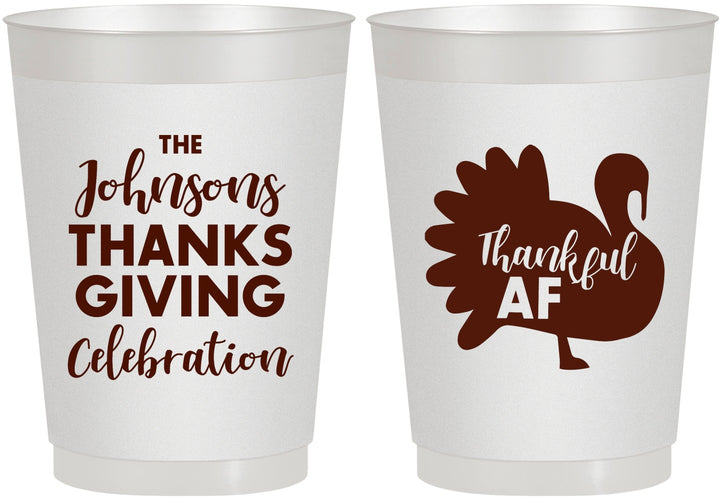 Personalized Thanksgiving 10 oz Frosted Cups - Thankful Af | 260002