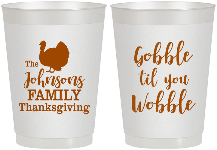 Personalized Thanksgiving 10 oz Frosted Cups - Gobble Til You Wobble | 260004