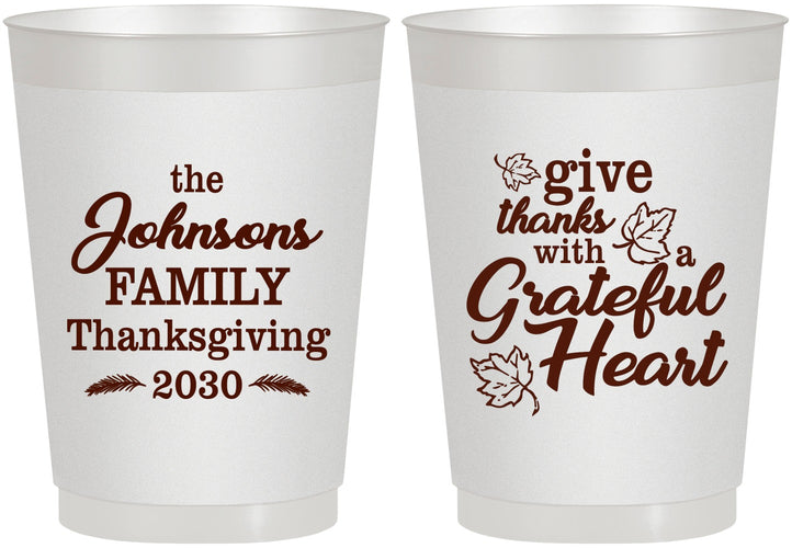 Personalized Thanksgiving 10 oz Frosted Cups - Grateful | 260006