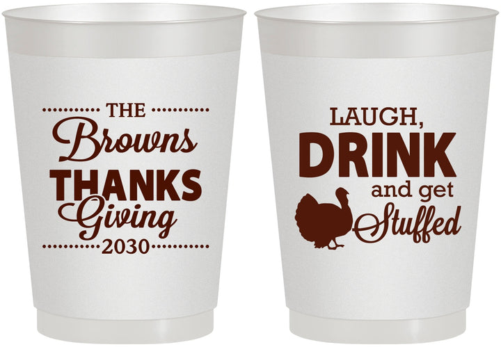 Personalized Thanksgiving 10 oz Frosted Cups - Laugh Drink Stuffed | 260007