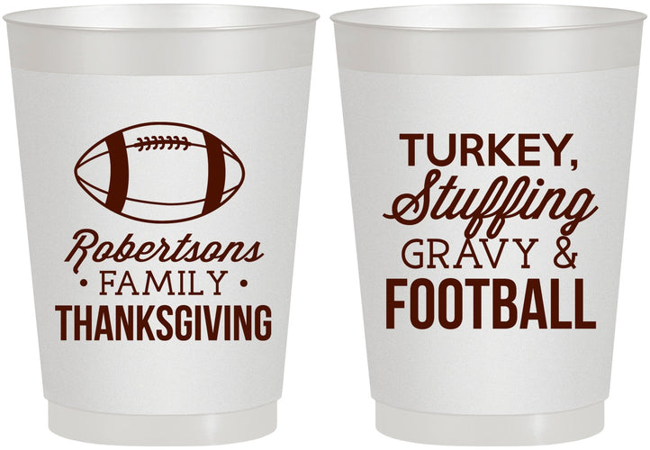 Personalized Thanksgiving 10 oz Frosted Cups - Football Turkey | 260010