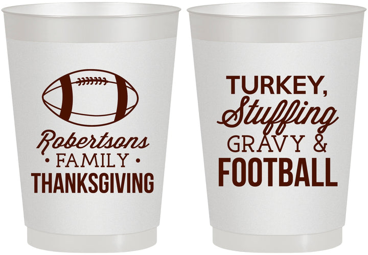 Personalized Thanksgiving 10 oz Frosted Cups - Football Turkey | 260010