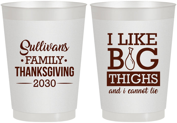 Personalized Thanksgiving 10 oz Frosted Cups - Big Thighs | 260011