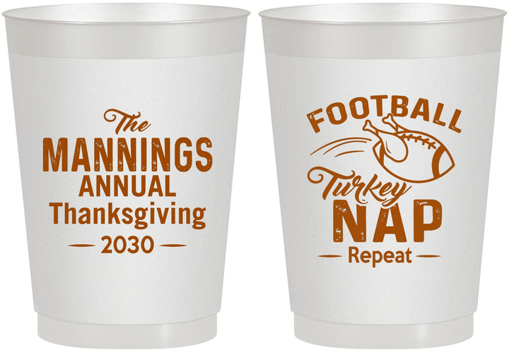 Personalized Thanksgiving 10 oz Frosted Cups - Football Turkey | 260012