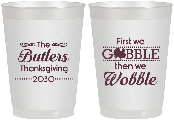 Personalized Thanksgiving 10 oz Frosted Cups - Gobble Til You Wobble | 260013