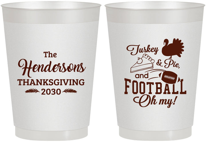Personalized Thanksgiving 10 oz Frosted Cups - Football Turkey | 260014