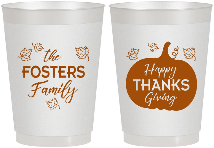 Personalized Thanksgiving 10 oz Frosted Cups - Pumpkin | 260016