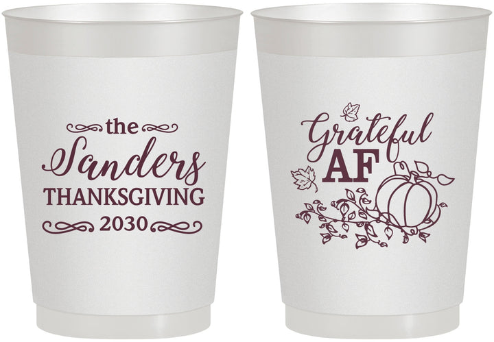 Personalized Thanksgiving 10 oz Frosted Cups - Grateful Af | 260017