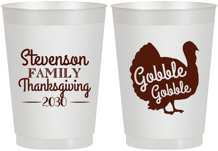 Personalized Thanksgiving 10 oz Frosted Cups - Gobble Turkey | 260018