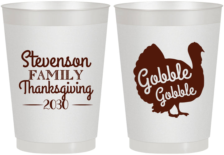 Personalized Thanksgiving 10 oz Frosted Cups - Gobble Turkey | 260018